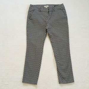 LOFT Petite Modern Skinny Ankle Pants Black White Geometric Print Size 4P
